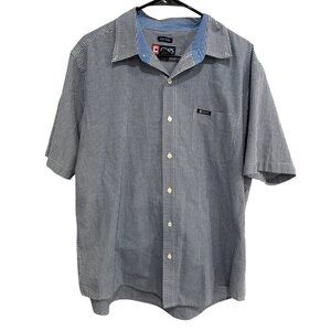 Chaps Mens Short Sleeve Button-Up Shirt Blue Gingham Check Sz XL